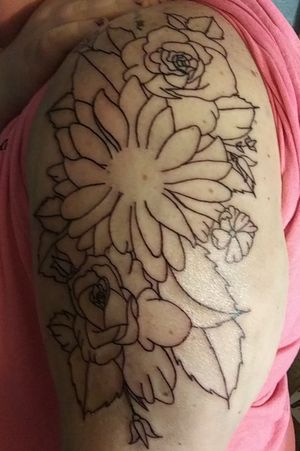 Assorted flower tattoo. Not finished 