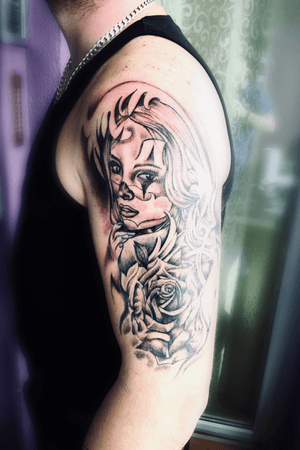 Tattoo#arm#blackandgrey#rose#girl#