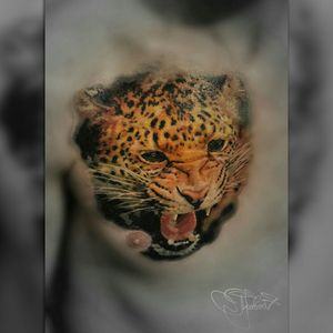 Realistic tattoo with the grinning leopard. #grin #leopard #leopardtattoo #realism #realistictattoo 