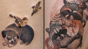 Tattoo on the left by Jangbarim and tattoo on the right by Dzo Lama #DzoLama #Jangbarim #cutetattoos #cutetattoo #cute