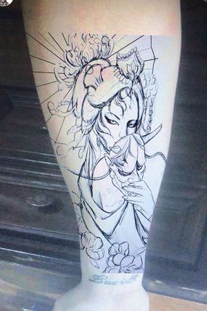 Soon to be tattoed #Geisha #irezumi #japanesetattoo #drawing #harrzink #tattoo #japanese #hannyatattoo #hannya