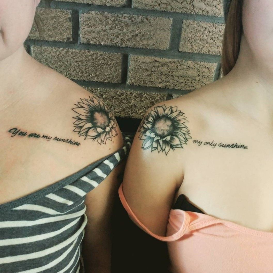 Matching sunflower tattoos
