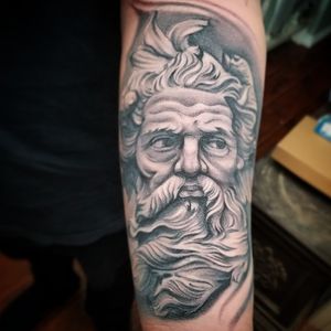 Touched this one up, I did this about four years ago on the homie. #portraittattoo #statuetattoo #moses #ianvansart #blackworktattoo #blackandgreytattoo #blackwork #realismtattoo #realistic #inkeeze #inkedmag #bishoprotary #neptune #tattoosofinstagram #inkstagram