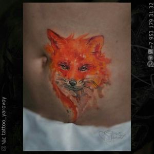 Watercolor tattoo with fox. Лисица в акварели. #fox #foxtattoo #watercolor #watercolortattoo 
