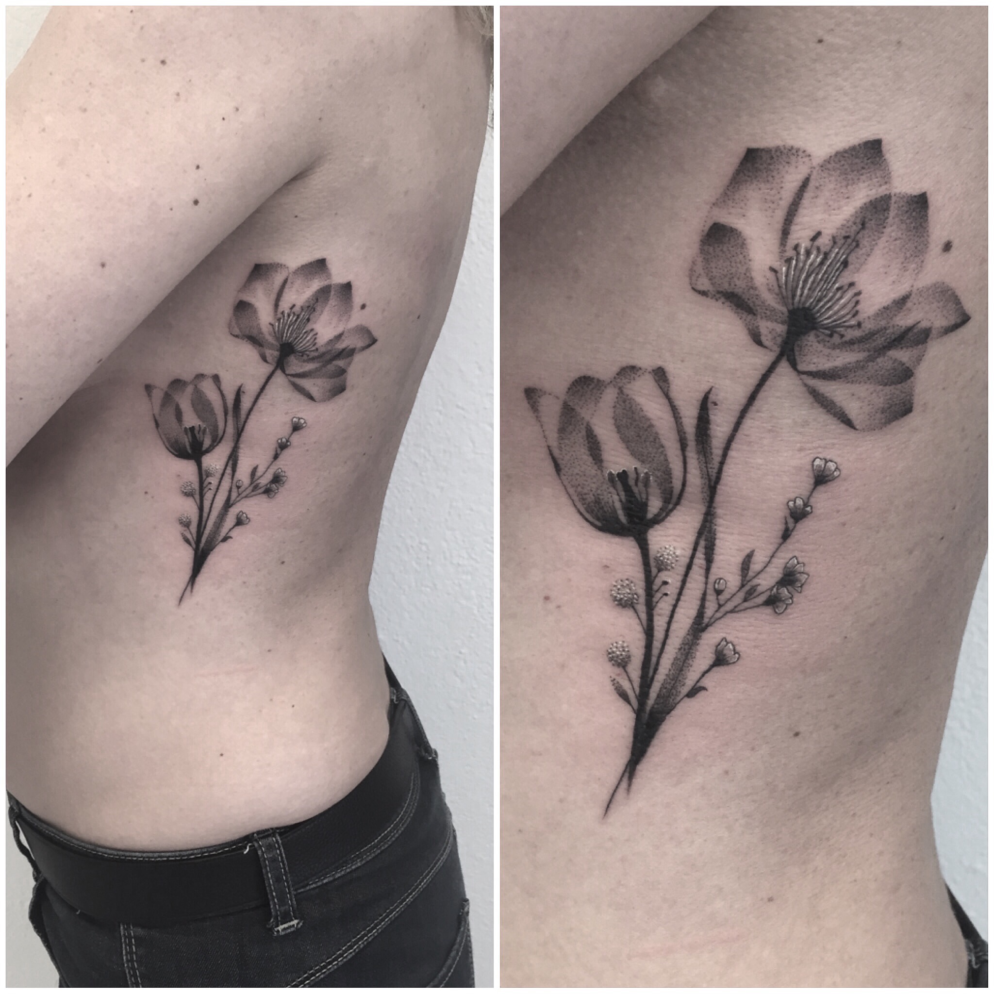 Tattoo uploaded by Fanny • photooftheday tattoo tatouage flower  flowers flowertattoo tulip tuliptattoo tulipe tulipetattoo fleurs  dot dots dottattoo dotwork dotworktattoo stipple stippling  stippletattoo petitspoints sidetattoo girltattoo ...