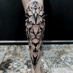 Lion geometric tattoo
