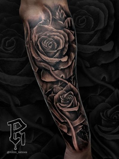 Black and Grey Rose Tattoo Design – Tattoos Wizard Designs