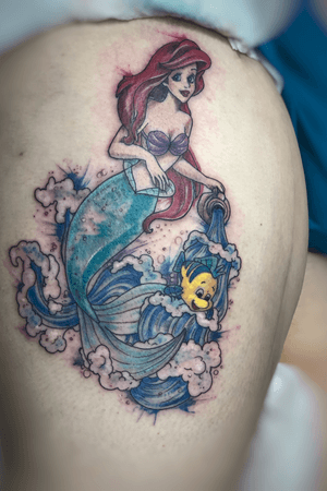 Watercolor little mermaid disney 