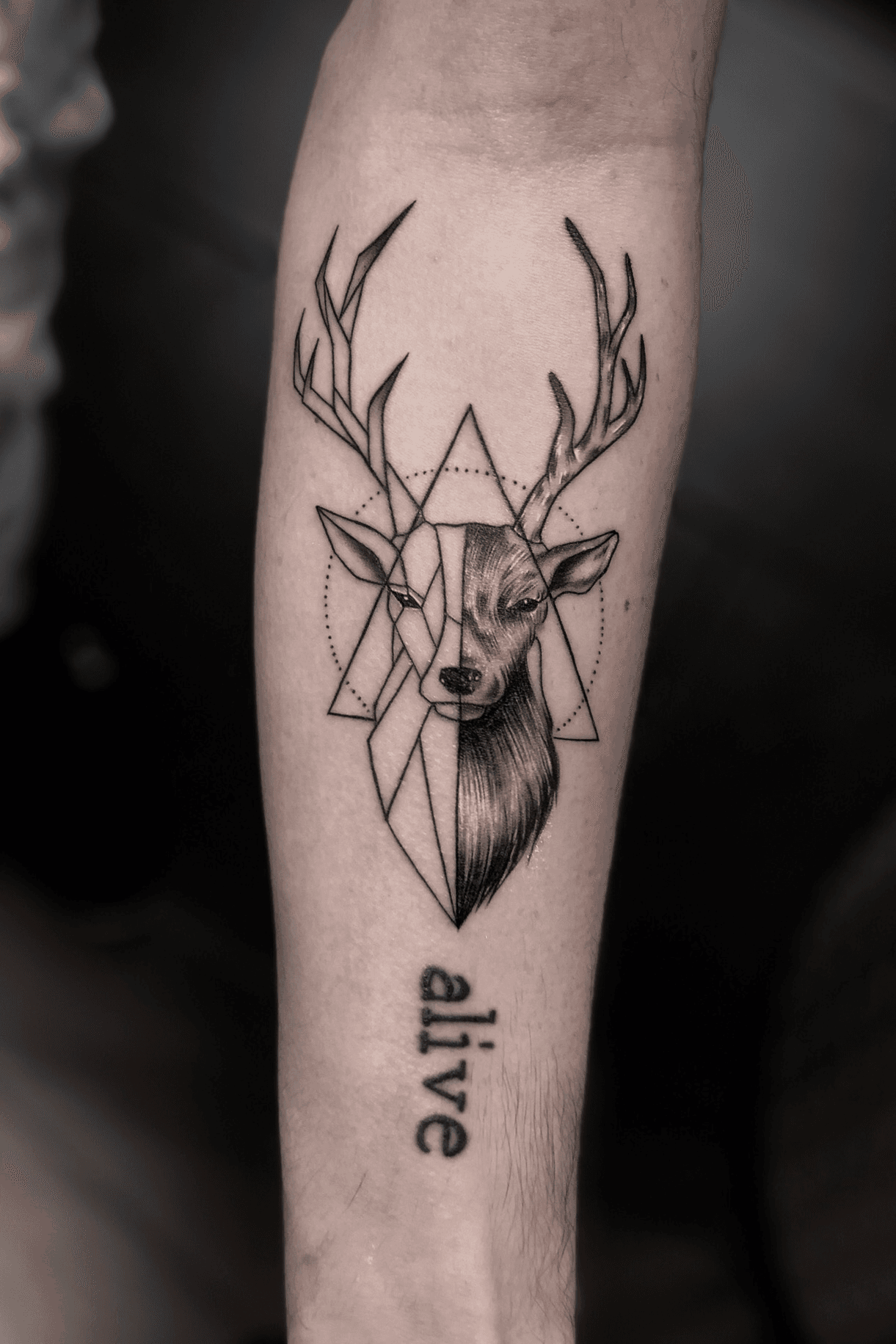 Chest Old School Deer Tattoo by NY Adorned