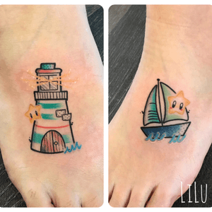 Sisters (first tattoo for both!) ⛵️ #sisters #sisterstattoo #lovetattoo #familytattoo 