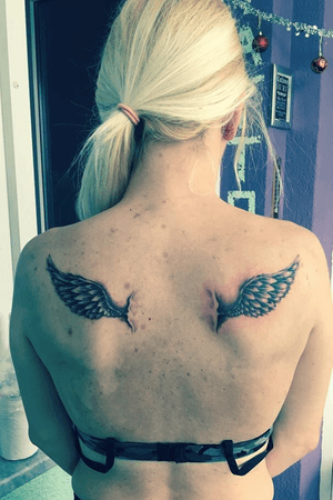 tattoo#backtattoo#wings#angel#blackandgrey#Intenzetattooink#
