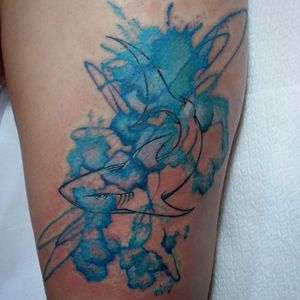 #watercolor #tattoo  #style #shark #blue #eternalink #inkedmuscles #tattooandfitness #bodyandsoul #italiantattoer #tatuaggipadova #tatuaggi #padova #inked #tattoolife #ink #tattoo #tattoos #tattoodo 