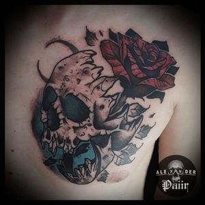 ~ Skull 🔥@PaiirStudio#Tattoo #Skull #Rose #Man #Calavera #Color #Rosa #Tatuaje #Art #BishopRotary