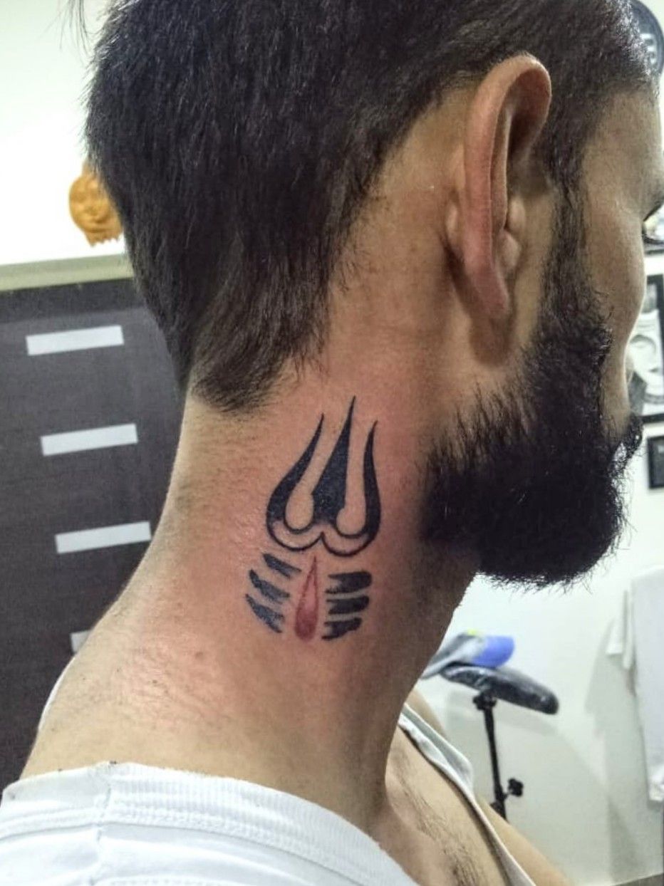 Rudra Tattooz  Om Trishul Tattoo On Neck With Third Eye Of Shiva Tattoo  done at rudratattoo Call us to book your appointment 919979546157  Location  Opp Gurukul Temple DriveinRoad Ahmedabad Gujarat