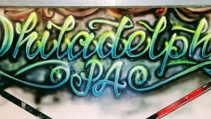 Airbrushed letters of mine at Bluegrass Billiards in Northeast Philly