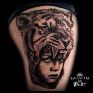 ~ Tiger 🔥@PaiirStudio#Tattoo #Tiger #Girl #Tatuaje #Art