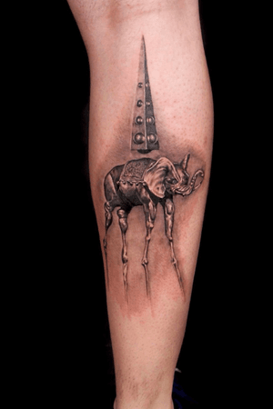 Dali Elephant Tatto from Kevin Ward @ The Psych Ward Montreal
