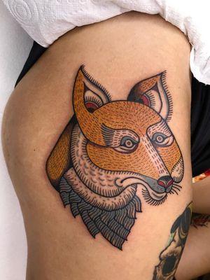 Tattoo by Alfredo Guarracino #AlfredoGuarracino #naturetattoo #nature #animal #plants #environment #fox #folktraditional