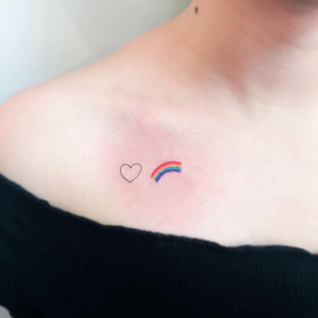 rainbow hearts tattoo