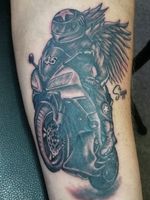 An awesome memorial piece for a lost brother. #meaningfultattoo #bikertattoo #46 #candyinktattoos #mypassion 