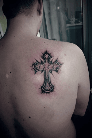 tattoo#cross#backtattoo#Black 
