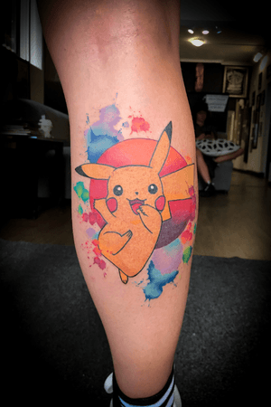 #watercolor #Pikachu on the calf #pokemon #color 