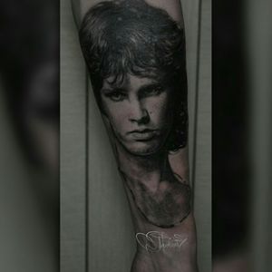 Realistic tattoo black and gray with Jim Morrison from Doors. Джим Моррисон из Doors в черно-сером реализме. #JimMorrison #doors #realistic #realism 