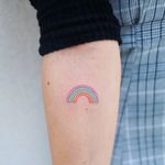 Tattoo by Heemee #Heemee #StPatricksDaytattoos #StPatricksDay #holidaytattoo #rainbow #tiny #small #minimal