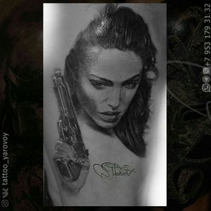 Realistic tattoo black and gray with Angelina Jolie. Анджелина Джоли в черно-сером реализме. #angelinajolie #angelinajolietattoo #realistic #realism 