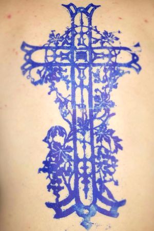 #Cross #Stencil #Family-Cross #Detailed #All-Black #Huge #Back #Spine #Original 