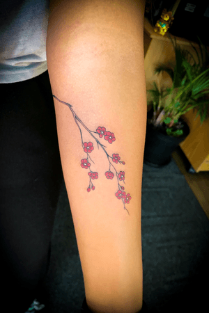 #fineline #illustrative #cherryblossom #branch on the forearm #color 