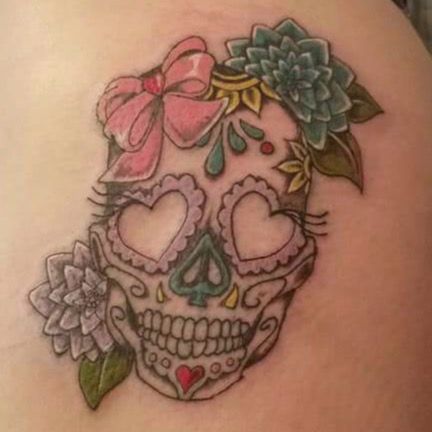 Savage but also a Lady adamgrove5895 tattooartist tattoos lasvegas  girlswithtattoos skull skulltattoo skulls bow lady smalltattoos   By LV Tattoo  Facebook