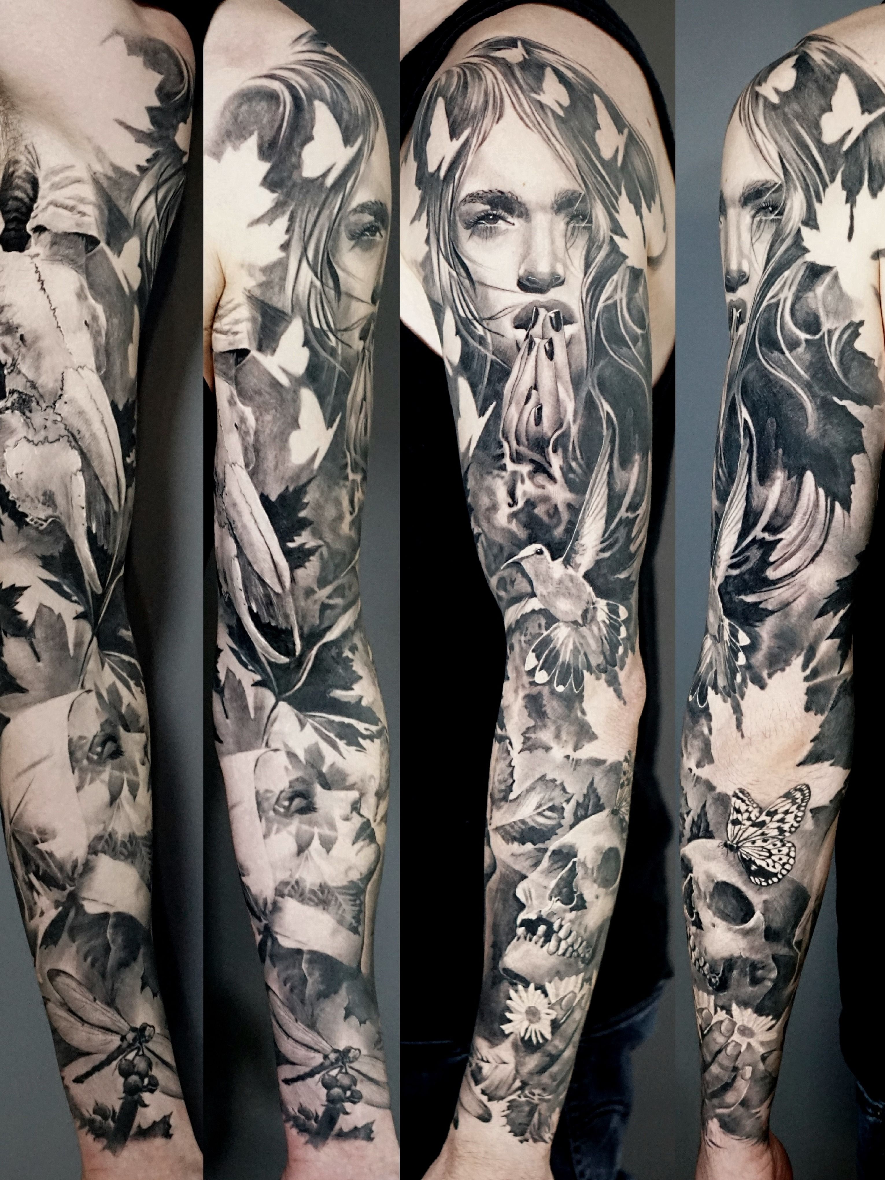 tattoo sleeve designs black and grey