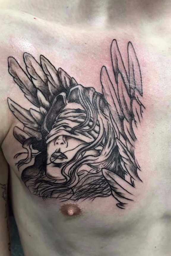 Blindfolded Angel  Tattoos with meaning, Angel tattoo meaning, Angel  artwork