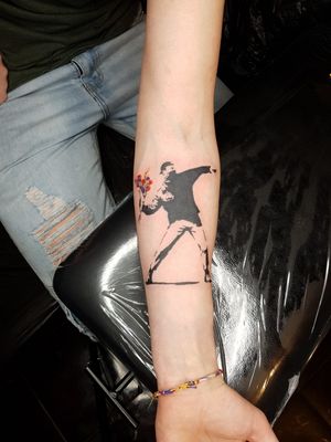 Banksy tribute tattoo. #banksy #banksyart #stenciltattoo 