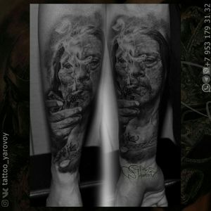 Realistic tattoo black and gray with Danny Trejo. Дэнни Трэхо в черно-сером реализме. #dannytrejo #DannyTrejoTattoo #machete #realism #realistic 