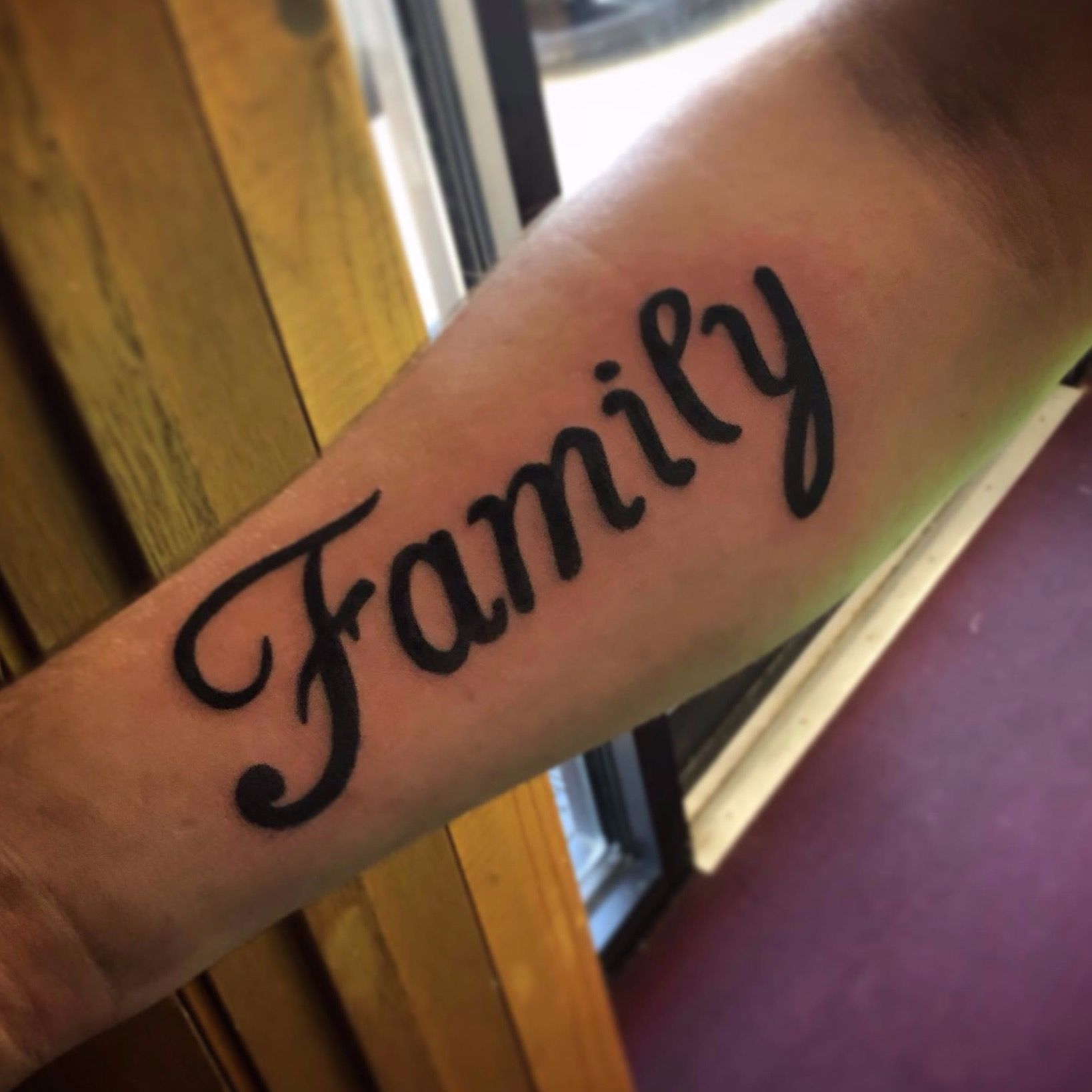 Tattoo uploaded by Jeff Blackwork  Forearm lettering odd to family   Tattoodo
