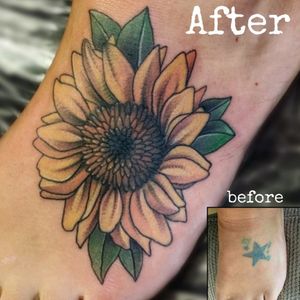Cover-up Sunflower Foot Tattoo