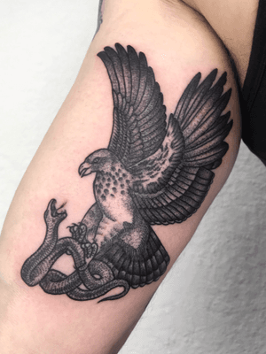 eagle vs snake #tattoo #tattoos #eagle #eagletattoo #snaken#snaketattoo #mxatattoo #monsteralphabet #dotwork #dotworktattoo #bird #birdtattoo #serpent #serpenttattoo #armtattoo #battle #battleroyale 