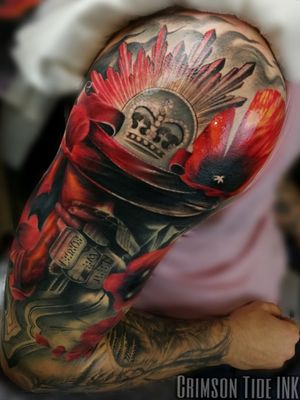Anzac shoulder piece by WANDAL🔥 To book your tattoo with us, send your enquiry via our web: 🖱️www.tattooinlondon.com ☎️Or call 02086821185 Open Thursday to Monday South West London, Tooting #armtattoo #realistictattoo #realism #crimsontideink #ctilondon #tooting #tootingtattoo #londontattoo #poppytattoo #soldiertattoo #soldier #anzac #inkjunkeyz #poppies 