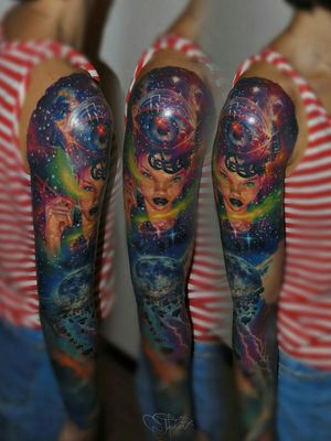 Realistic tattoo with cosmic girl. #realismtattoo #realistic #realism #cosmos #cosmostattoo #cosmictattoo #girl #space #spacetattoo #spacegirl 
