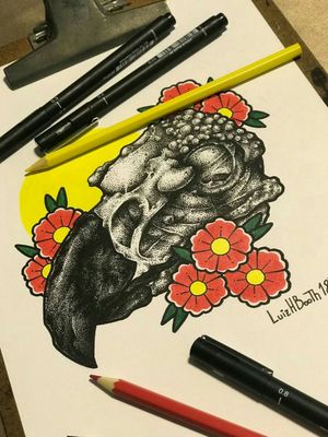 PLEASE DON'T COPY 🙏POR FAVOR NÃO COPIE 🙏● E A G L E ● 🐦 3/3ART FUSION #LuizHBoothTattoo #BlackWork#blackdraw #fusiondraw #handdraw #harpia #eagle #eagleskull #animalskull  #bird #passaro #oldschool #dotwork #blacktattoo #draw #flower #flores #