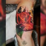 Realistic tattoo with red rose. Красная роза в реализме. #rose #rosetattoo #redrose #realistictattoo #realism 