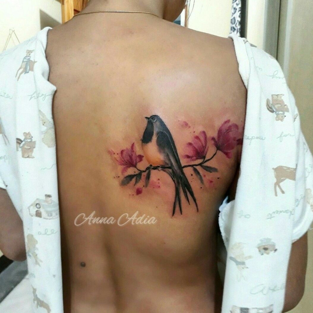 Abstract bird tattoo cover up