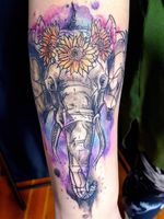 Fun fact elephants think we are cute! #elephanttattoo #watercolortattoo #abstracttattoo 