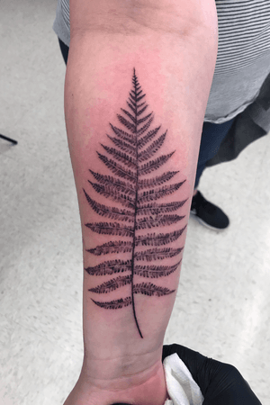 Fern leaf tattoo done by me - Jt. #fern#leaftattoo#blackandgreytattoo 