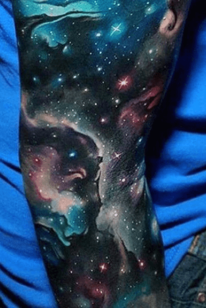 Galaxy half sleeve by Adrian Bascur  Tatuagens de galáxias Tatuagem sem  contorno Tatuagem personalizada