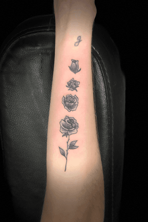 Phases of a Rose Black and Grey Forearm Tattoo