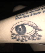 Drawn by myself, to go with my favorite Ernest Hemingway quote “I’ll plant a row of daisy seeds in the space below each eye, so they’ll remind you of your beauty when they bloom each time you cry.” (Tattooed above it) #eye #eyetattoo #daisy #daisytattoo #Black #blackink #blackinktattoo #blackinktatt #ernesthemingway #original #originaldesign 