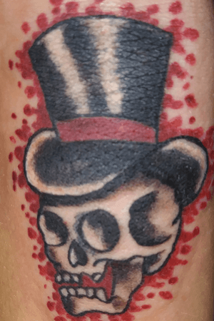 Just a skull with a top hat by Squid at Lucky Horseshoe Tattoo in Weatherford. 